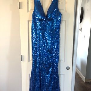 Grace Karin Elegant Blue Mermaid Gown